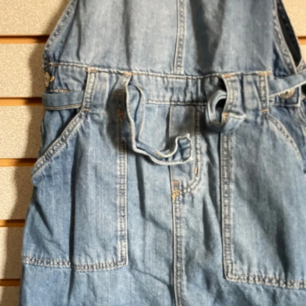 OshKosh‎ Bgosh Girls Blue Denim Vestbak Jumper Dress Sz 10 Medium Wash Tie Waist